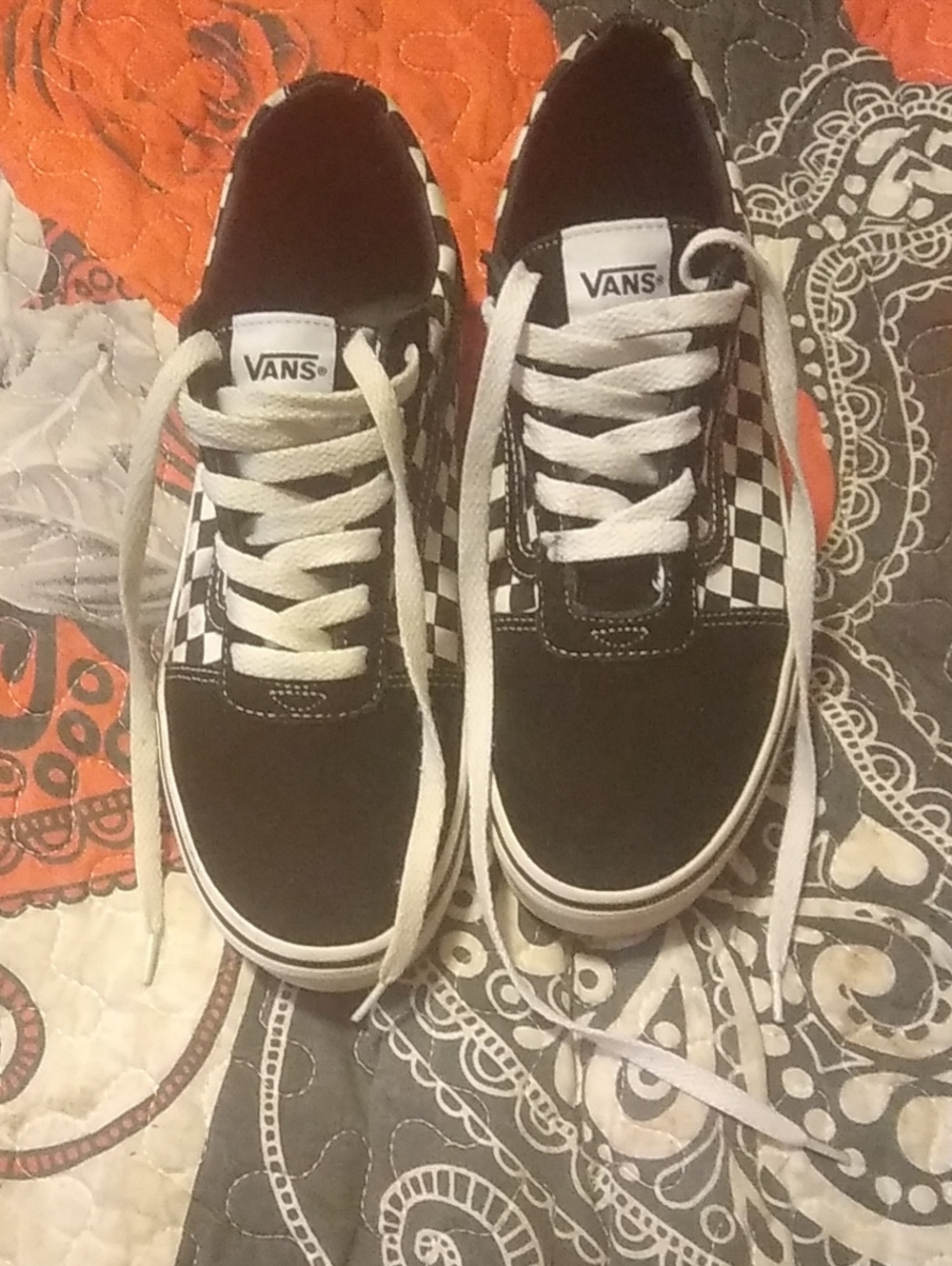 Vans Black and White Checkerboard Low-Top Sneakers